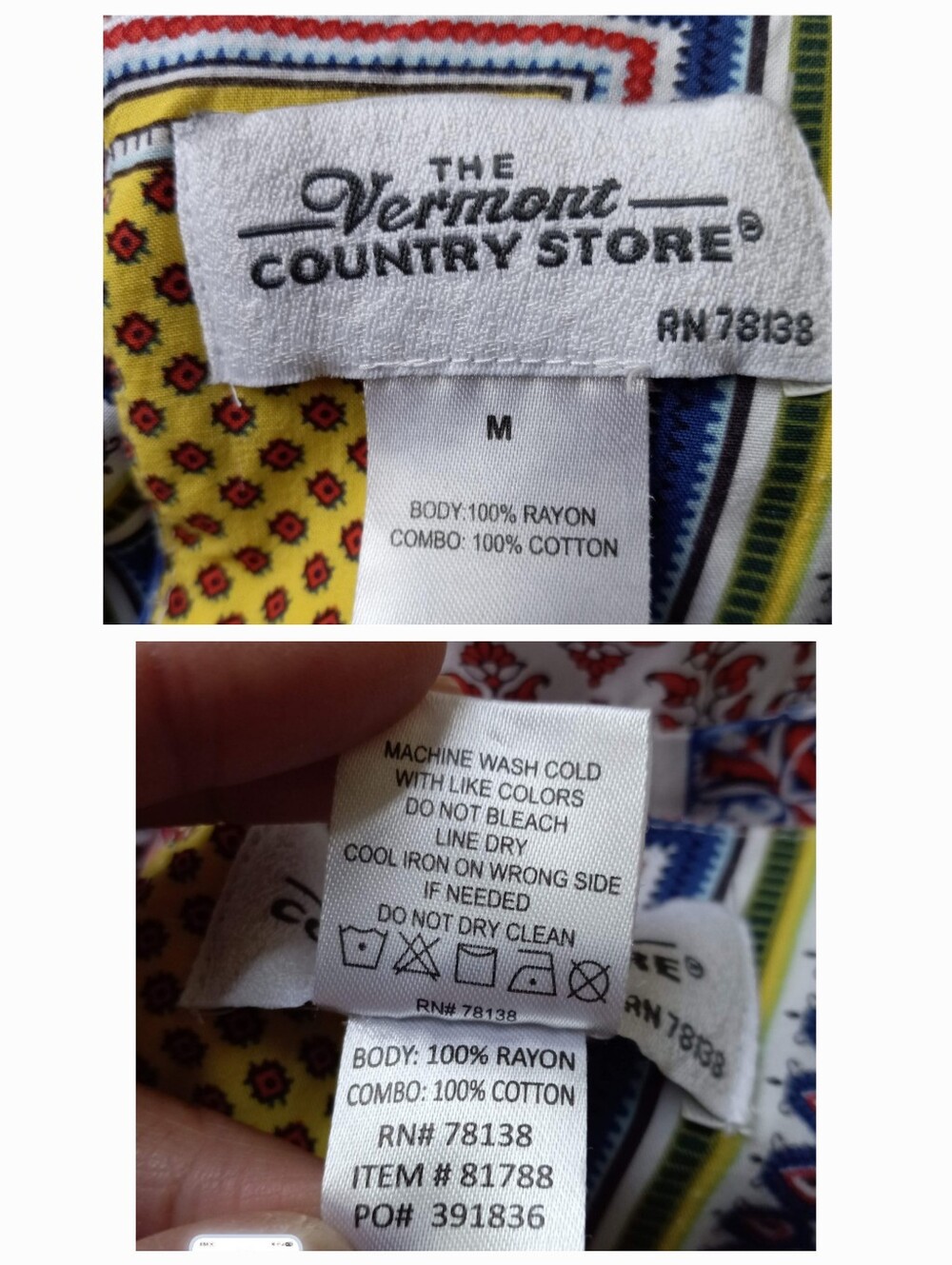 Vermont Country Store Patchwork Dress Medium Boho Cottagecore Prairie Pockets - Picture 16 of 16